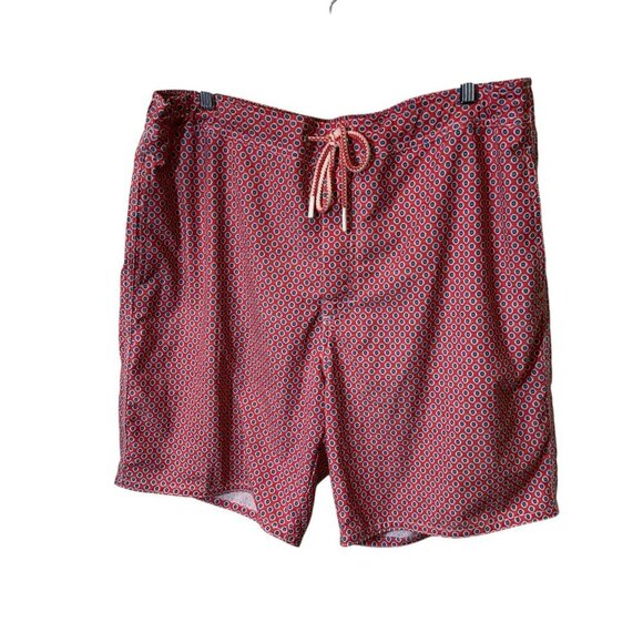 Johnnie-O Mens Red & Blue Patterned Swim Shorts XL - Picture 1 of 5